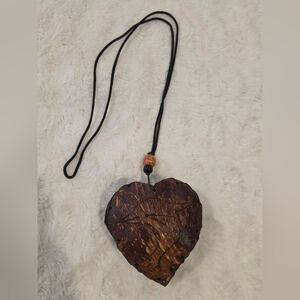 Handcrafted Heart Shaped Coconut Shell Coin Purse Necklace